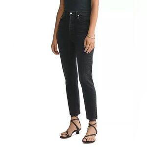 AGOLDE Riley High-Rise Ankle Straight Jeans in Black Pepper Size 26